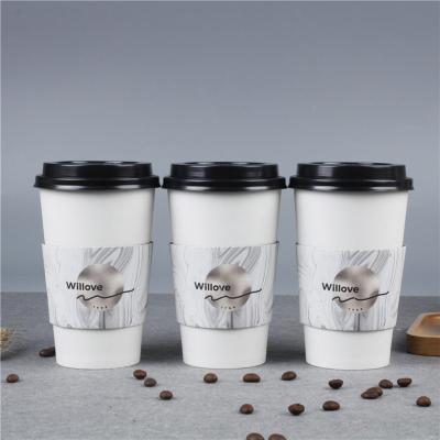 China Custom Disposable Corrugated Paper Sleeve Disposable Cold and Heat Insulation Coffee Milk Tea Cup Holders for sale