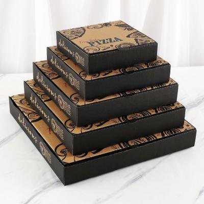 China Custom Printed Food Grade Disposable Flute Size Para de caja Pizza Design Cardboard Corrugated Cardboard Pizza Box for sale