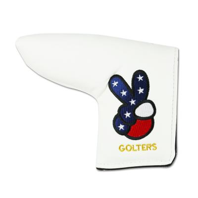 China PU Leather PU Putter Cover Golf Embroidery Logo Leather Knitted Head Cover for sale