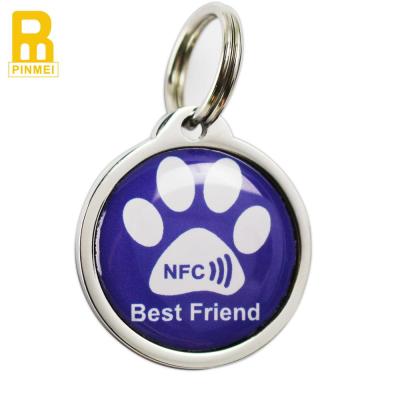 China MINI TAG no mold fee two paw shape epoxy anti-metal nfc pet tag with qr code for sale