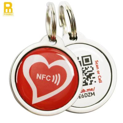 China PVC+ Chip NFC RFID Pet RFID Tag NFC Zinc Alloy Waterproof Pet Tag +nfc (ntag213) With QR Code Dog Tag for sale