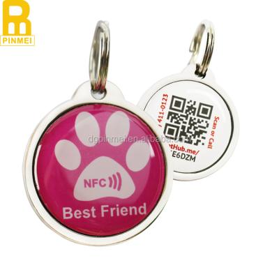 China Metal Frame NFC Pet Tags High Quality Metal frame rfid qr code NFC rfid id pet tag for sale