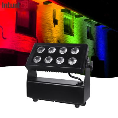 China 8X15W RGBW 4-in-1 LED Waterproof Floodlight DMX Control Flat Spotlight Background Wall Wash Light Stage Light for sale