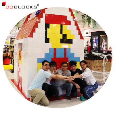 China Direct Cheap Solid ABS Plastic Toy Blocks House Building Construction Toy Factory Big Large With PVC Folding Door for sale