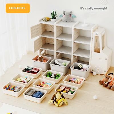 China Durable Large Capacity Case Car Form Storage Rack Kids Plastic Cabinets Toy Shelf Storage Book Shelves Organizer Kids Cabinets for sale