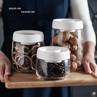 China Airtight Round Bottle 200Ml 1100Ml Kitchen Jars Bottles Viable Storage Canister Spices Storage Bamboo Lids Glass Food Storage Jar for sale