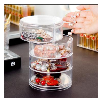 China Wholesale Creative Rotary Multifunctional Necklace Watch Necklace Stud Storage Box Rotating Jewelry Box Jewelry Organizer for sale