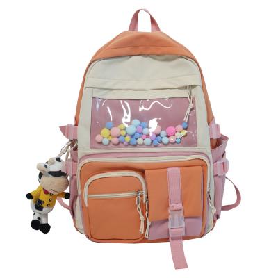 China Newest Wholesale PVC Pocket Female Children's Large Messenger School Bag Backpack Colorful Clear Japanese Teens Fashion Anti-theft for sale