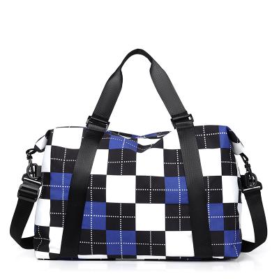 China Wholesale New fashion short-distance plaid wet and dry travel anti-theft bag portable large-capacity bag partition luggage bag for sale