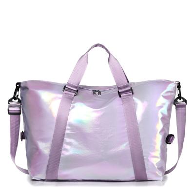 China Rainbow Anti-theft Colorful Gradient PVC Duffle Bag Reflective Custom Duffel Bag with Shoe Compartment for Travel Sport Gym for Women Men for sale