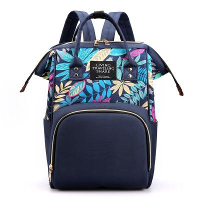 China Waterproof Cheap Customize Fashion Large Capacity Waterproof Baby Diaper Bag Handbag Island Diaper Bag Backpack Floral Printing Casual 3 in 1 for sale