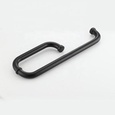 China Modern High Quality RTS Black Round Tube Door Handle Level Handle Sliding Pull Handle for sale