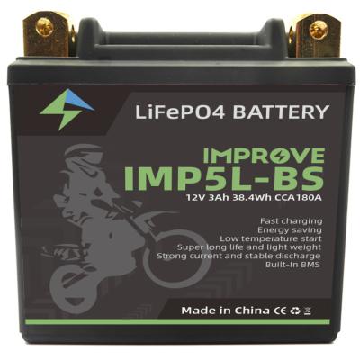 China Home appliances motor lifepo4 12V KP 5L-BS 3Ah 180CCA lithium battery starter battery for motorcycle for sale