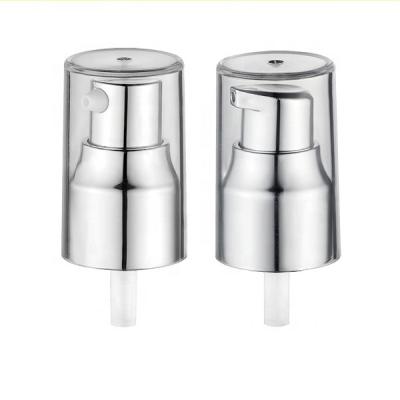 China Non Spill Luxury Cosmetic Silver Plastic 20mm Plastic Lotion Pump Packing Pump Aluminum Sprayer Clear Over Cap For Bottles Lotion Bottle Twist for sale