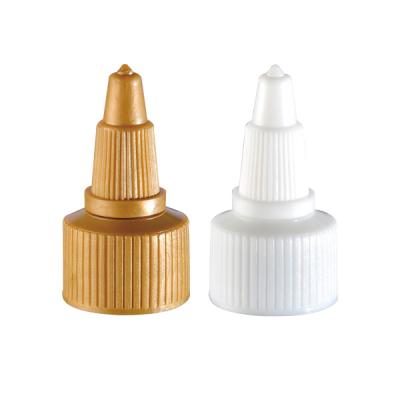 China Non Spill Plastic Hose Bottle Plastic Twist Top Cap Cosmetic Fish Dropper Cap 20/410 Spiral Tipped Spout Plastic Cap for sale