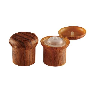 China Non Spill New Style PP 24/41024/415 Bottle Cap Screw Cap Disc Wooden Material Plastic Cover Flip Top Cap For Plastic Bottle for sale