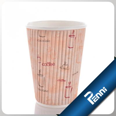 China Heat Insaulted Disposable Corrugated Coffee Packaging Kraft Paper Cup for sale