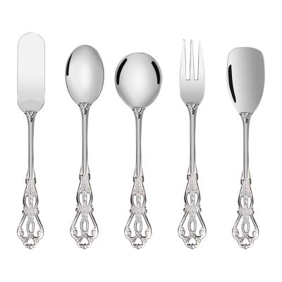 China Amazon Viable Hot Sale Stainless Steel Royal Tea Coffee Ice Cream Spoon Set Metal Knife and Fork Set for sale