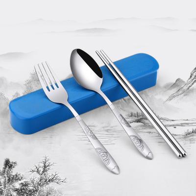 China Viable Wholesale Cheap Portable Customized Stainless Steel Chopsticks Spoon Fork Set Flatware Set Cutlery Set For Promotion for sale