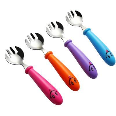 China 2021 Viable New Design Suction Cup Baby Fork and Bendable Spoon Set Silicon Spoon Set for sale