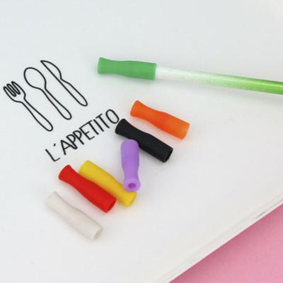 China 6/8/12mm Sustainable Diameter Eco-friendly Colorful Silicone Straw Tips For Stainless Steel Metal Drinking Straws for sale