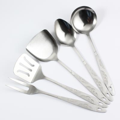 China Sustainable Chinese Cooking Accessories Tools Stainless Steel Kitchen Utensil Cookware Set 5pcs for sale