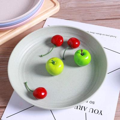 China Inch Wheat Straw Plate Beige Yellow Color Disposable Eco Friendly Fiber Dishes for sale