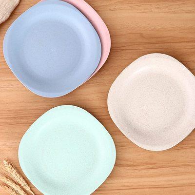 China BPA Free Reusable Wheat Straw Dinnerware Plastic Dishes Square Salad Viable Lightweight Dessert Dish For Adult Kids for sale