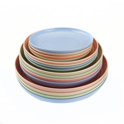 China 2021 Viable New Wheat Straw Dinner Plates Plastic Biodegradable Dinnerware Set Dish Set With Different Size for sale