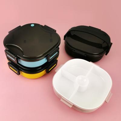 China Plastic Freshness Storage Microwave Bento Lunch Box 4 Compartments Lunch Box For School Office Picnic for sale