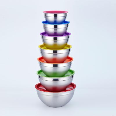 China Sustainable Colored Stainless Steel Nesting Metal Mixing Bowls With Lids For Cooking for sale