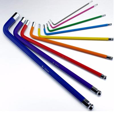 China 9 Multi Functional Material Mirror L Type Rainbow Hex Key Ball End S2 Powder Coating Mirror Hex Key for sale