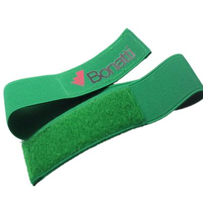 China Green Polyester Fabric Elastic Hook And Loop Straps 3cm*50cm for sale