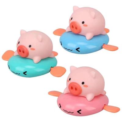 China Kids Bathroom New Arrival Baby Bath Toy Clockwork Cartoon Swimming Pig Plastic Toy for sale