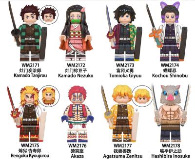 China 3D MODEL Hot Sale Japanese Anime Cartoon Demon Slayer Children Mini Action Figures Building Block Legoingly Toy for sale