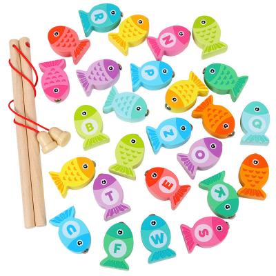 China Eductional Kid Toys Wooden Puzzle Toy Toddlers Alphabet Catching Counting Game Fishing Toys Kids Educational Wooden Toys for sale