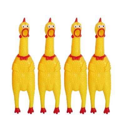 China YIWU New Chicken Shape Yellow Rubber Viable Bite Resistant Chew Squeaky Dog Toy for sale