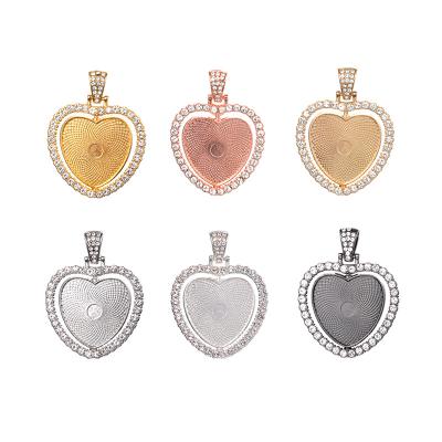 China CLASSIC Custom Double Sided 25mm Photo Frame Heart Shaped Blank Rotating Pendant For Memory Picture DIY for sale