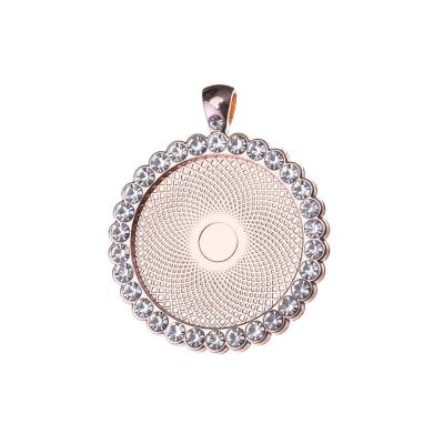 China CLASSIC 25mm 30mm 35mm DIY Round Shape Bezel Wholesale Empty Rhinestone Pendant Base Trays For Jewelry Making for sale