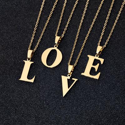 China Initial Pendant Necklace Custom Gold Plated Stainless Steel Alphabet Charms A-Z Initial Letters Pendants Necklaces For Women for sale