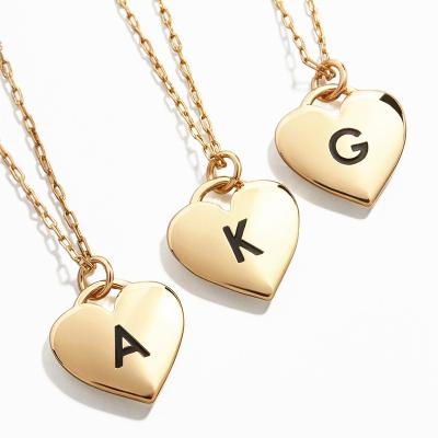 China Letter Necklace A to Z Gold Plated Stainless Steel Heart Alphabet Letter Initial Pendant Necklace for Women for sale