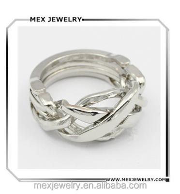 China Lead and Nickel Free Fashion Pupular 925 Sterling Silver/Steel 4 Band Puzzle Ring for sale