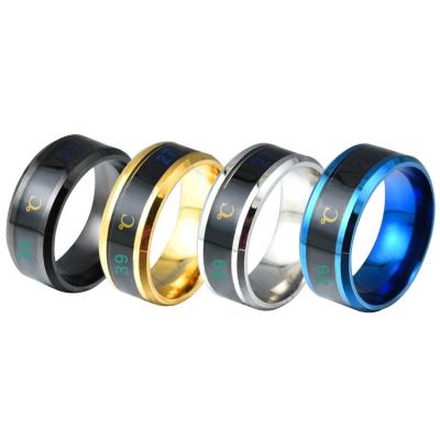 China Changeable Mood Ring For Men Women lead and nickel free stainless steel black gold and silver color temperature feeling for sale