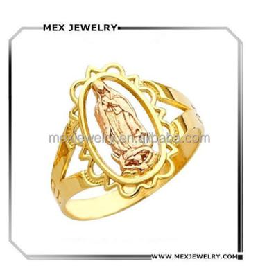 China Lead and Nickel Gold Charm Free Oval Filigree Style Religious Catholic Statement Blessed Mother Mary Ring for sale