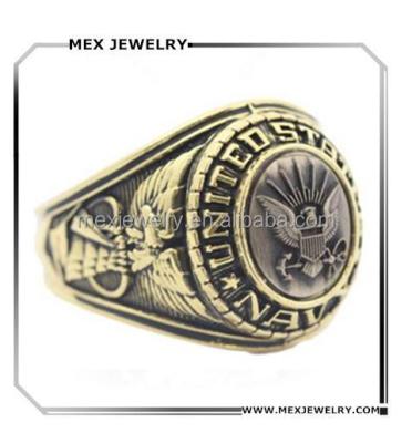 China Lead and Nickel Free Unique Design 316l Stainless Steel US Navy Ring Bronze Colored Navy Veteran Ring Military Collectibles Badges for sale