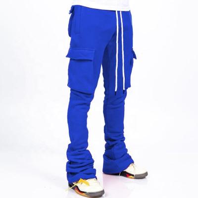 China Anti-wrinkle Street Wear Custom Logo Men's Sweatpants Joggers Men's Cargo Flare Trousers Plus Size Stacked Sweatpants Men for sale