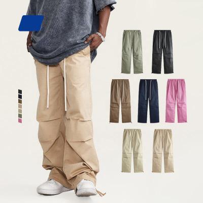 China Anti-wrinkle 240gsm Heavy Weight Sweatpants Fabric Fashion Stacked Loose Pants Men Casual Washed Trousers for sale