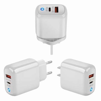 China Cell Phone Phone Charger 30W Type C PD+QC 3.0 And Fast Charging Wall Charger PD20W With LED Indicator Light for sale