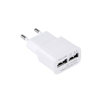 China PIN & US PIN Smart EU Dual USB Travel Charger Mobile Phone White Manufacturer 2A Mobile Phone Charger for sale