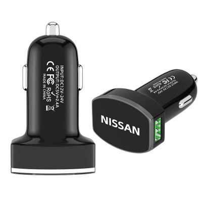 China OEM Lighting Logo Lighting Promotional OEM Brand LOGO Gift 2 USB Car Charger 5V2.4A Fast Car Charger for sale